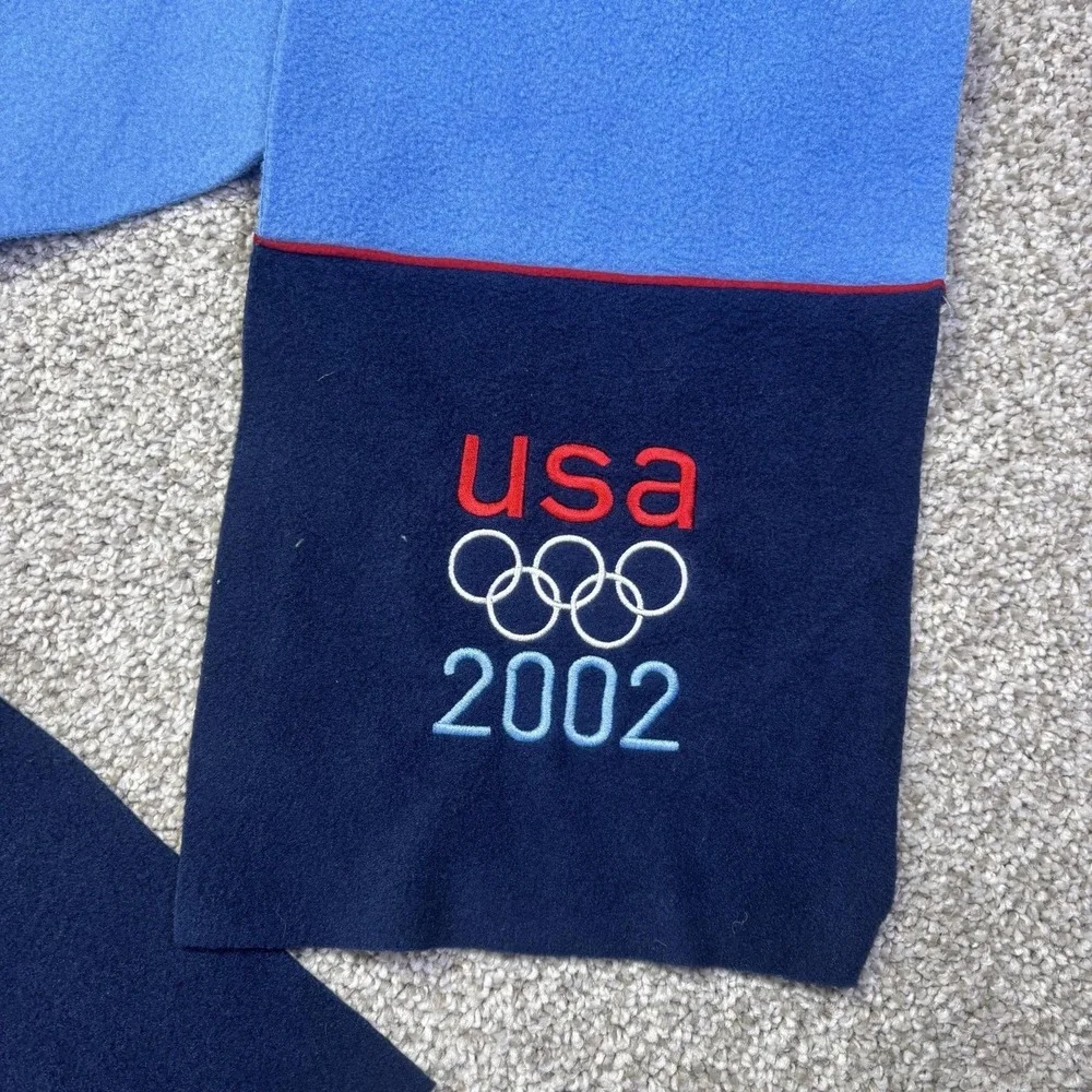 Vintage Team USA Scarf Mens One Size Blue Salt Lake 2002 Olympics Roots Fleece